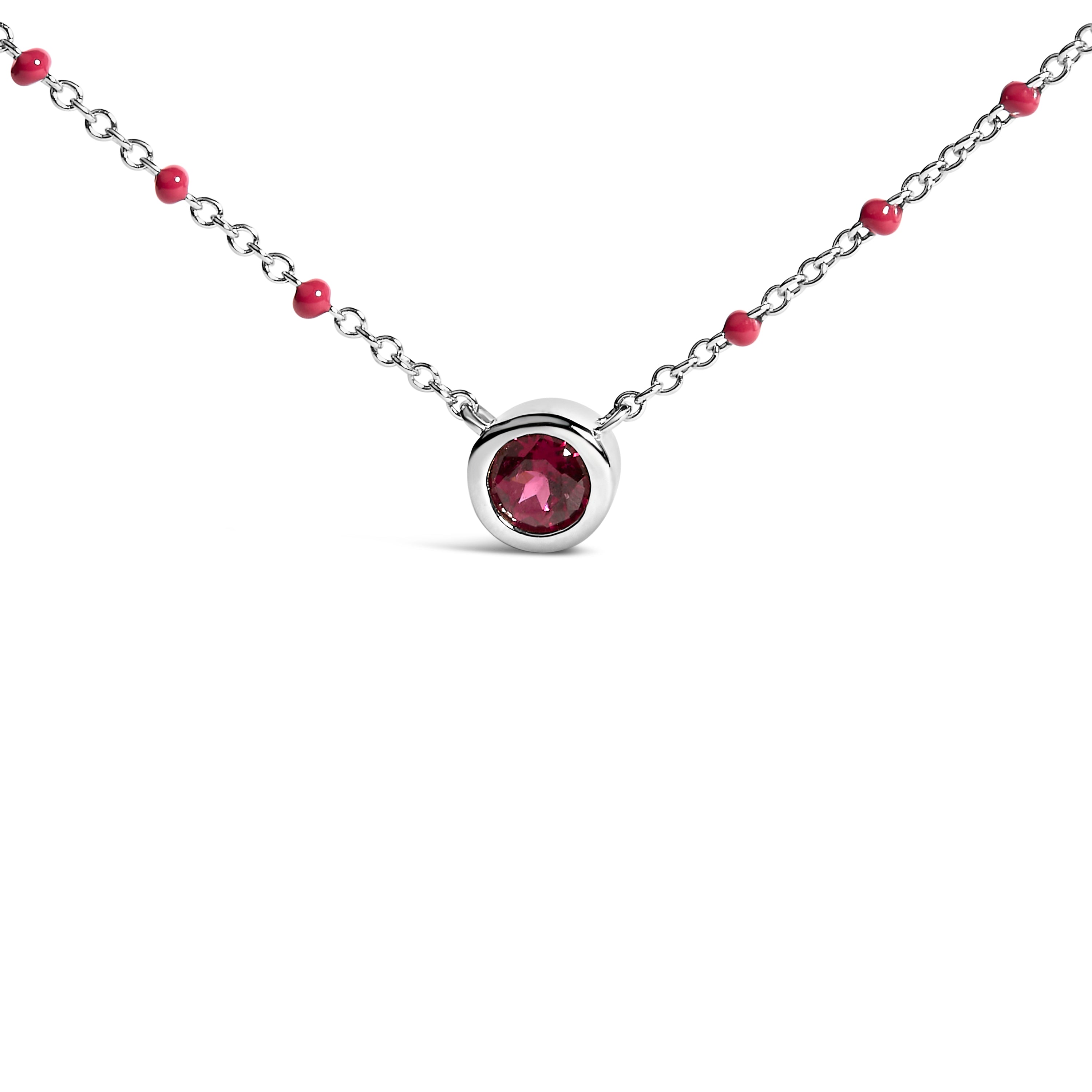 Sterling Silver Rhodolite Enamel Bead Chain Necklace 18 Inch by Bids.com