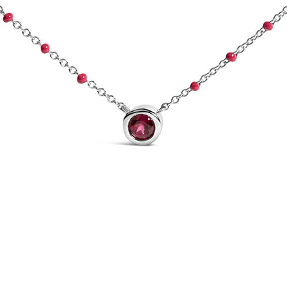 Sterling Silver Rhodolite Enamel Bead Chain Necklace 18 Inch by Bids.com