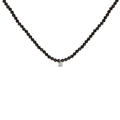 Sterling Silver Diamond Accent Black Spinel Bead Station Necklace by Bids.com