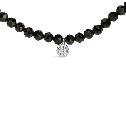 Sterling Silver Diamond Accent Black Spinel Bead Station Necklace by Bids.com