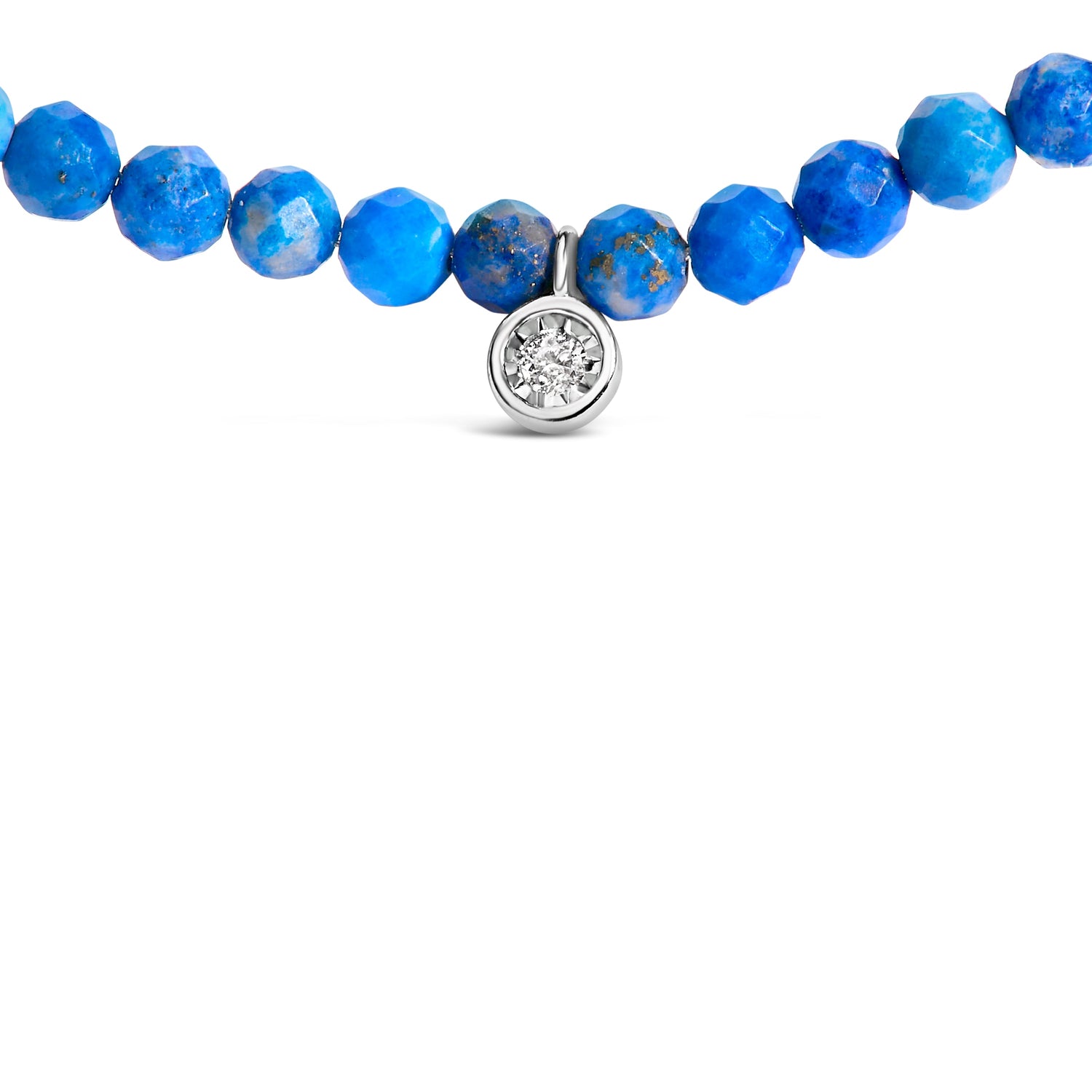Sterling Silver Diamond Accent Blue Lapis Bead Station Necklace by Bids.com