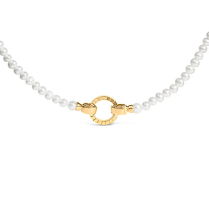 18K Yellow Gold Vermeil Pearl Strand Infinity Necklace by Bids.com