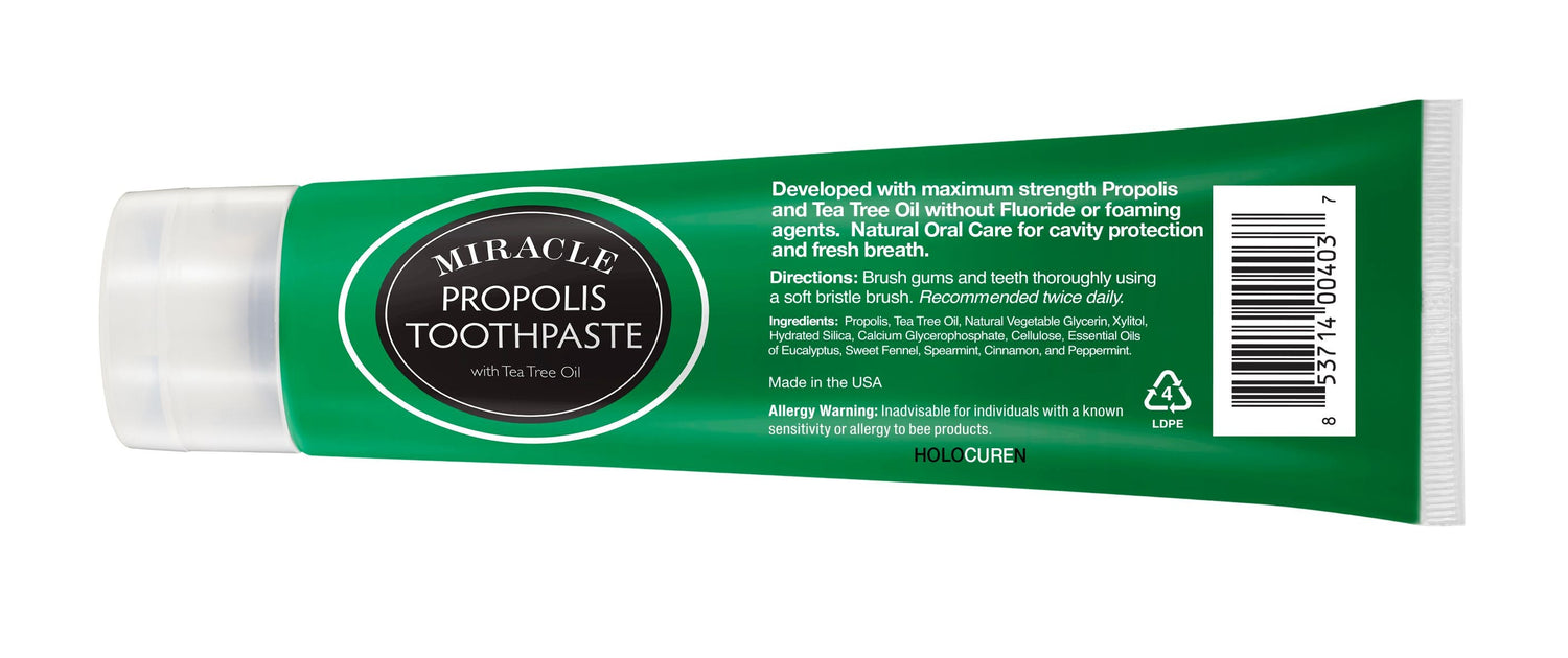 Holocuren Miracle Propolis Toothpaste with Tea Tree Oil 6.4 Oz – Fluoride-Free by HOLOCUREN - Official Website