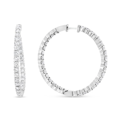 18K White Gold 3 5/8 Cttw Round Diamond Curved Inside-Outside Hoop Earrings (F-G Color, VS1-VS2 Clarity) by Bids.com