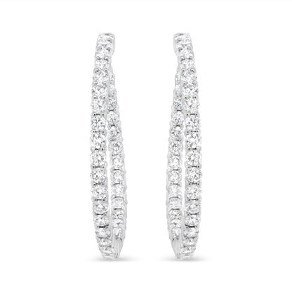 18K White Gold 3 5/8 Cttw Round Diamond Curved Inside-Outside Hoop Earrings (F-G Color, VS1-VS2 Clarity) by Bids.com