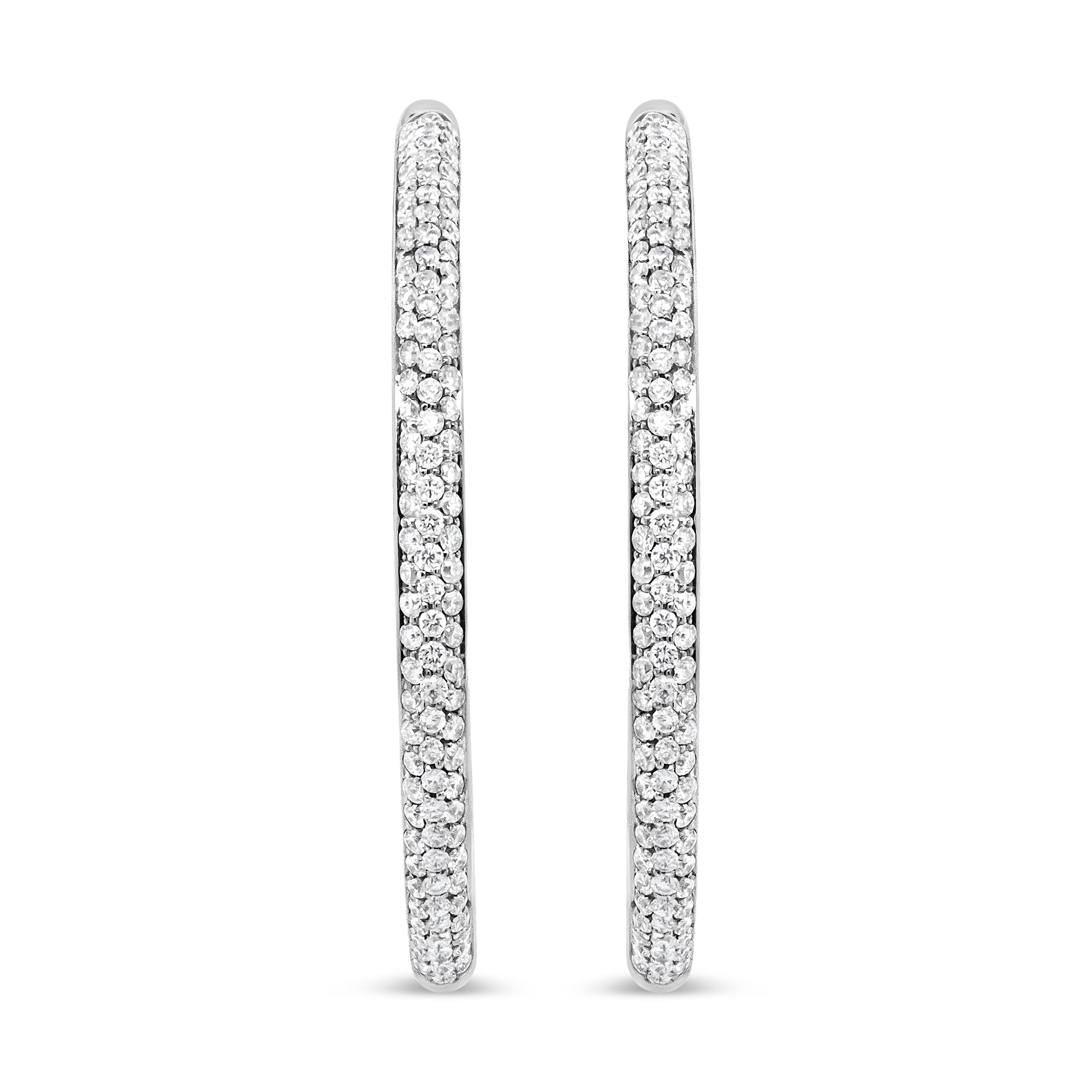 18K White Gold 2.00 Cttw Round-Cut Diamond Inner-Outer Hoop Earrings (F-G Color, VS1-VS2 Clarity) by Bids.com