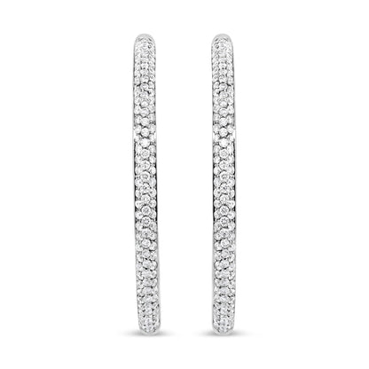 18K White Gold 2.00 Cttw Round-Cut Diamond Inner-Outer Hoop Earrings (F-G Color, VS1-VS2 Clarity) by Bids.com