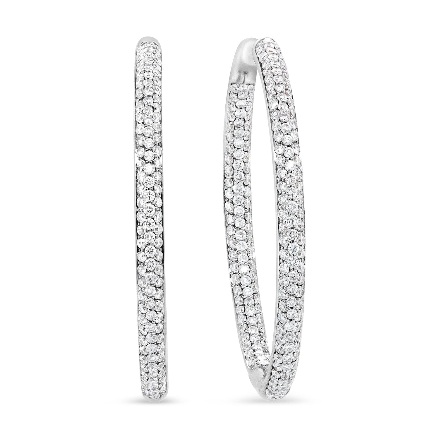 18K White Gold 2.00 Cttw Round-Cut Diamond Inner-Outer Hoop Earrings (F-G Color, VS1-VS2 Clarity) by Bids.com