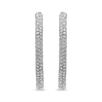 18K White Gold 2 1/3 Cttw Pave Set Diamond Semi Eternity Leverback Hoop Earrings (F-G Color, VS1-VS2 Clarity) by Bids.com
