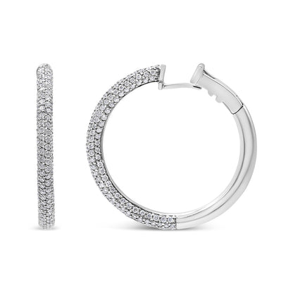 18K White Gold 2 1/3 Cttw Pave Set Diamond Semi Eternity Leverback Hoop Earrings (F-G Color, VS1-VS2 Clarity) by Bids.com