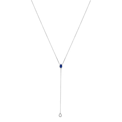 Sterling Silver Created Blue Sapphire and Diamond Accent Y Necklace by Bids.com