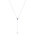 Sterling Silver Created Blue Sapphire and Diamond Accent Y Necklace by Bids.com