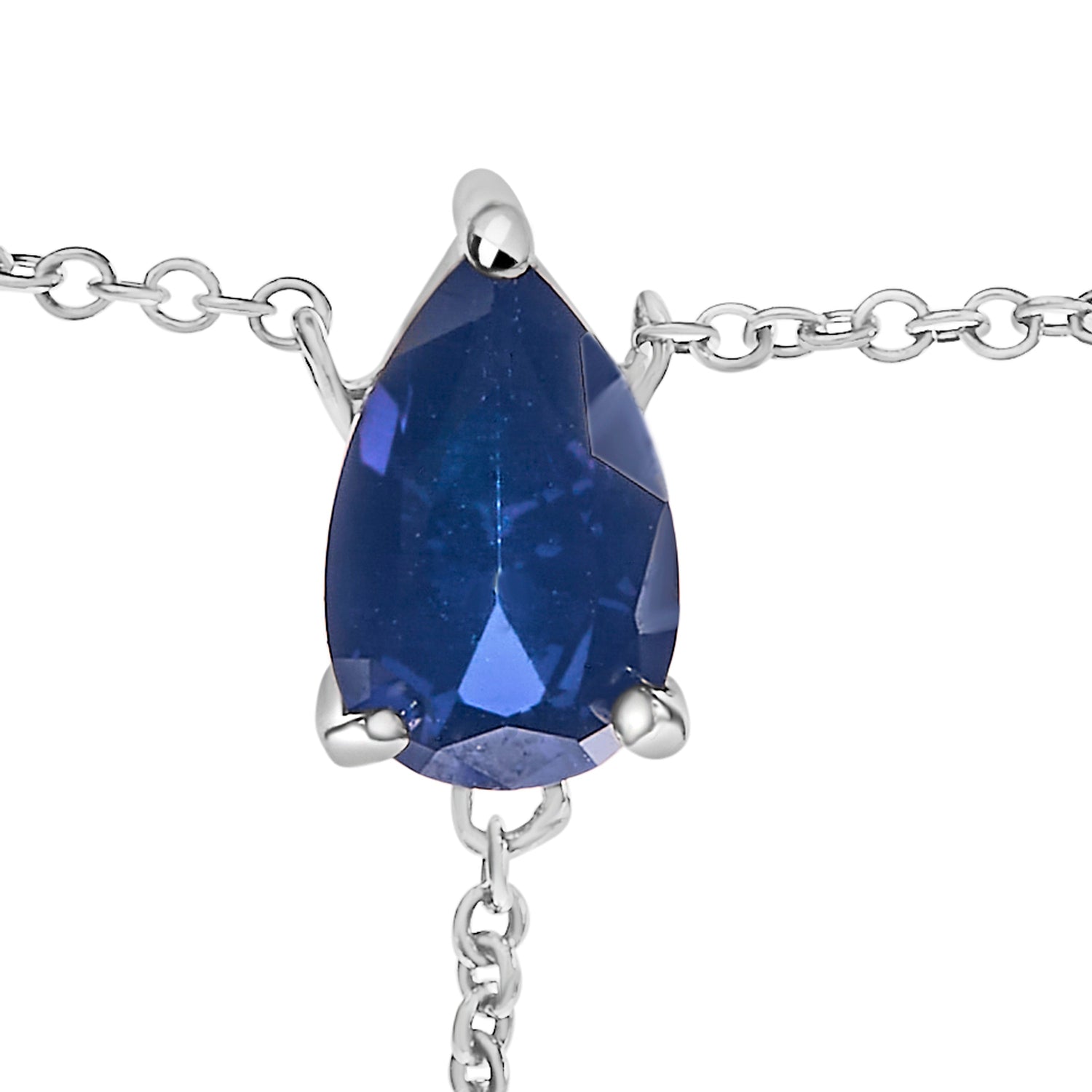 Sterling Silver Created Blue Sapphire and Diamond Accent Y Necklace by Bids.com