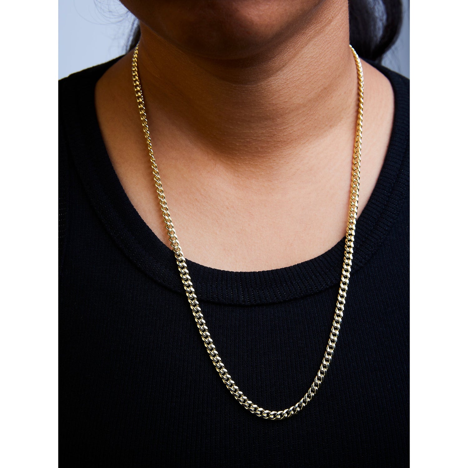 Semi-Solid 14K Yellow Gold 4.5mm Miami Cuban Chain Necklace - Unisex Chain - 22 Inches by Bids.com