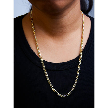 Semi-Solid 14K Yellow Gold 4.5mm Miami Cuban Chain Necklace - Unisex Chain - 22 Inches by Bids.com
