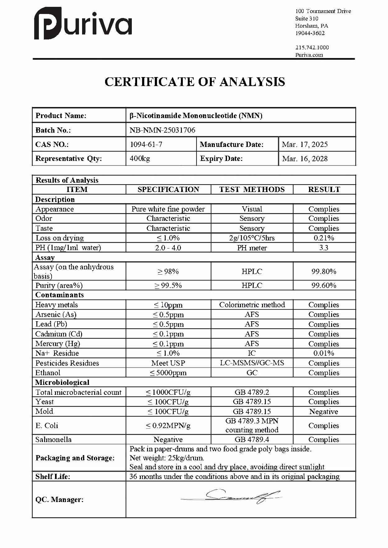 Pure NMN powder (Nicotinamide mononucleotide | β-NMN) NAD+ precursor, 1 Kg (2.2 pounds) Puriva Nutrition