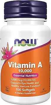 NOW Supplements, Vitamin A 10,000 IU, Eye Health*, Essential Nutrition, 100 Softgels