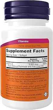 NOW Supplements, Vitamin A 10,000 IU, Eye Health*, Essential Nutrition, 100 Softgels