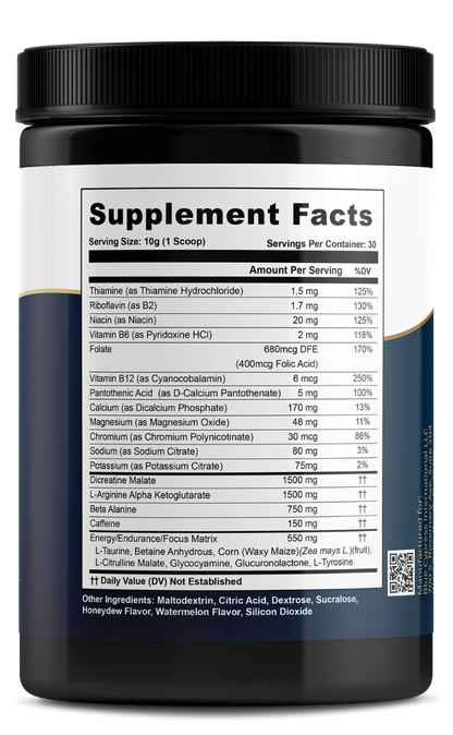 Nitric Oxide Booster Powder Mix – Honeydew/Watermelon Flavor