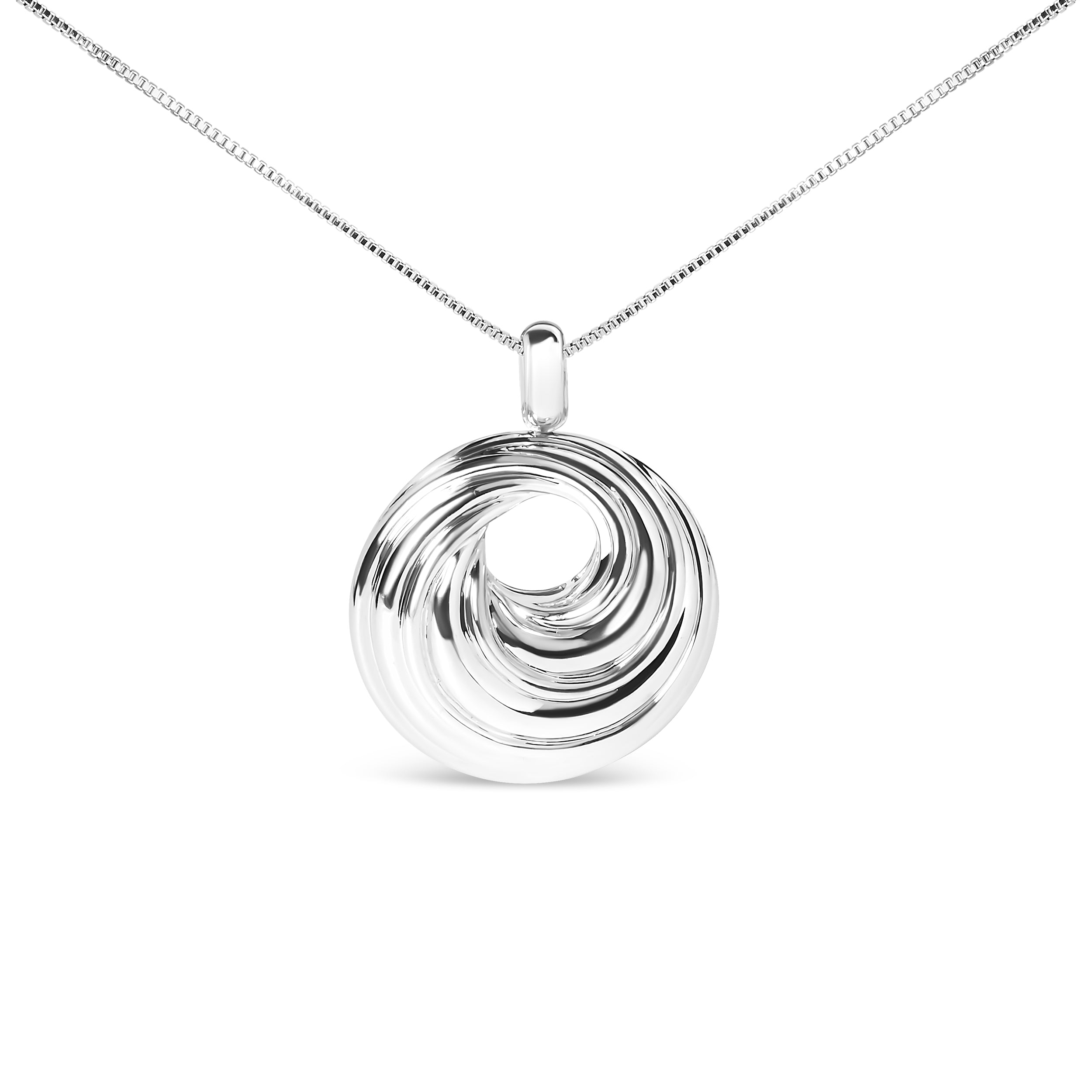 .925 Sterling Silver Endless Wave Swirl Statement Medallion 18" Pendant Necklace by Bids.com