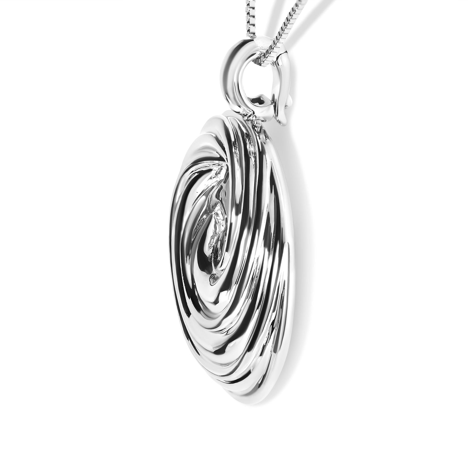 .925 Sterling Silver Endless Wave Swirl Statement Medallion 18" Pendant Necklace by Bids.com