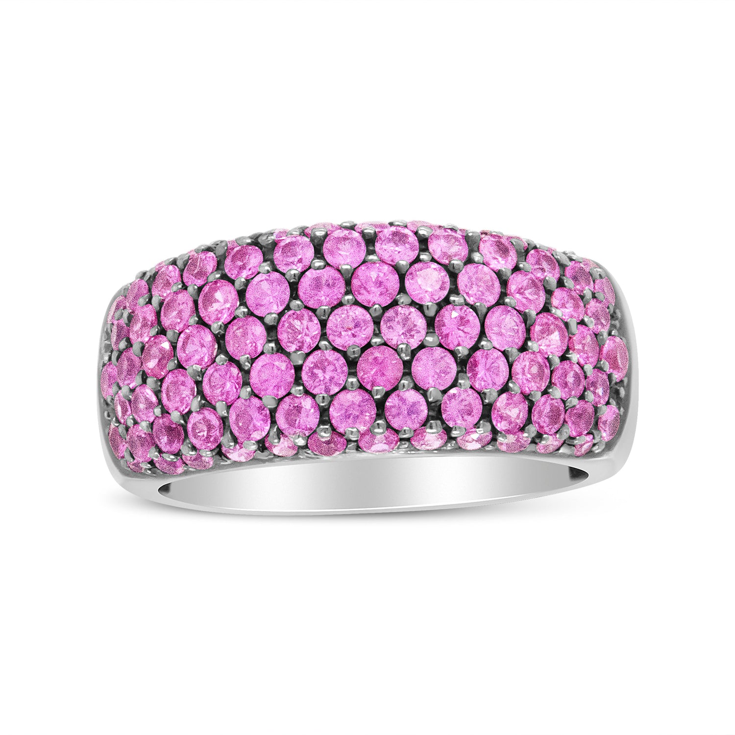 18K White Gold and Black Rhodium Multi Row Pink Sapphire Classic Band Ring - Ring Size 6.5 by Bids.com