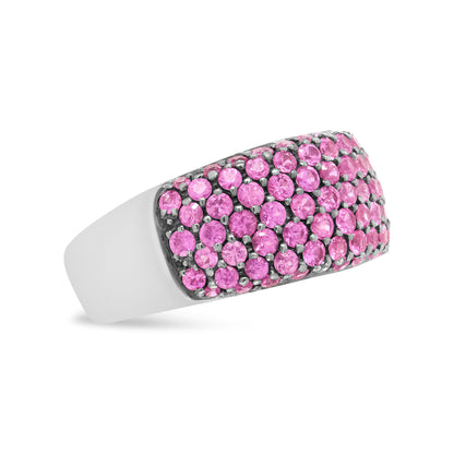 18K White Gold and Black Rhodium Multi Row Pink Sapphire Classic Band Ring - Ring Size 6.5 by Bids.com