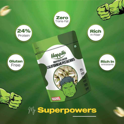 Happilo Roasted &amp; Salted Californian Pistachios-Marvel Hulk Edition