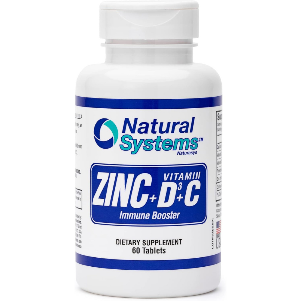 Natural Systems Zinc + Vitamin D3 + Vitamin C Immune Booster Tablets (60 ct) by Farmacias Savia