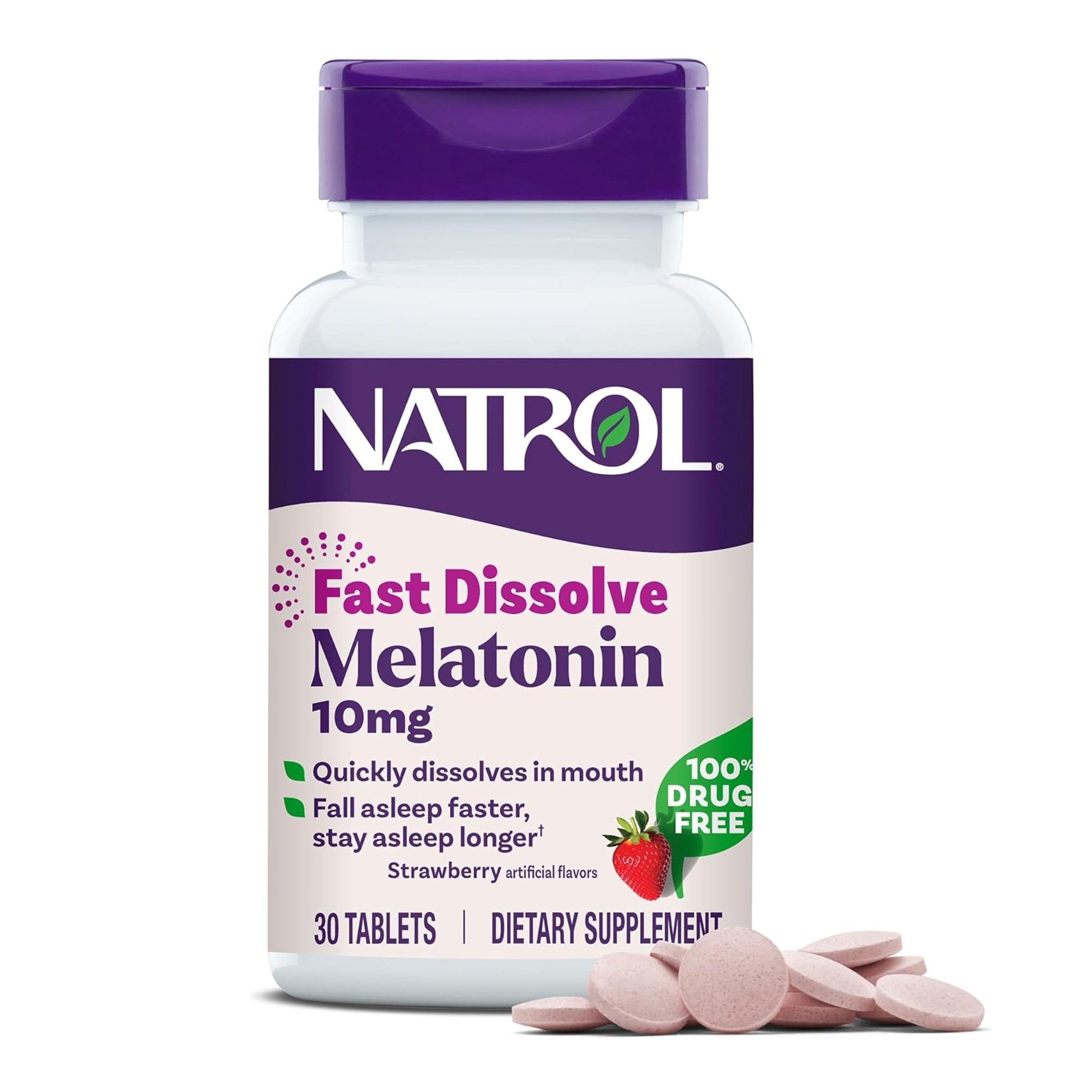 Natrol Fast Dissolve Melatonin 10mg – Maximum Strength – Strawberry Flavor – 30 Tablets by Top Vita Shop