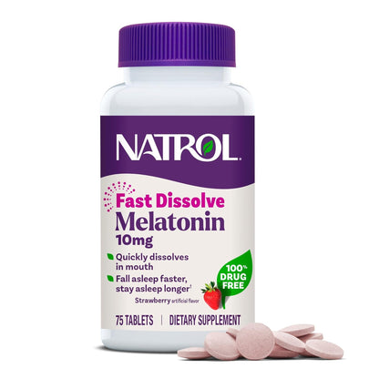 Natrol Fast Dissolve Melatonin 10mg – Maximum Strength – Strawberry Flavor – 75 Tablets by Top Vita Shop
