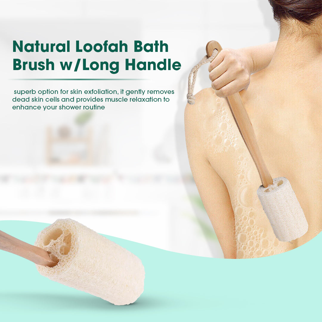 Natural Loofah Bath Brush w/Long Handle. by BeNat