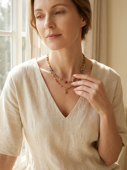 Natural Stone Boho Jewelry Choker Necklace by LINTICO