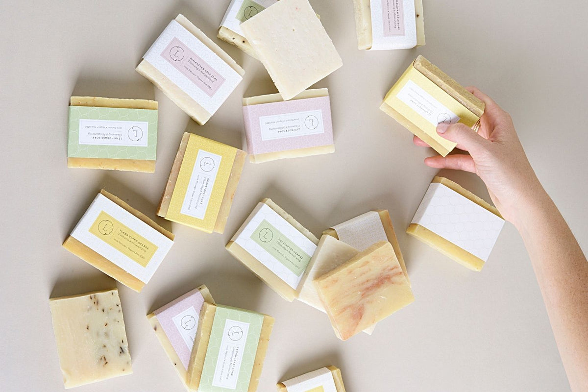 Set of  6 Handmade cold process ,Natural Soap Bars in gift Set box