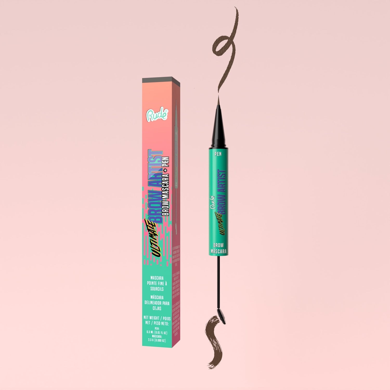 RUDE Ultimate Brow Artist Brow Mascara and Pen - Neutral Brown by Avera Group