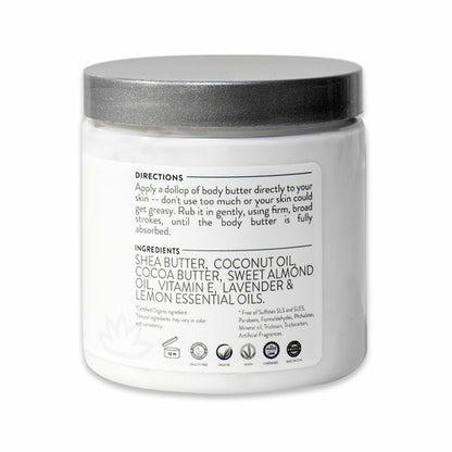 Organic Whipped Body Butter - Lemon Verbena Moisturizer for Dry Skin