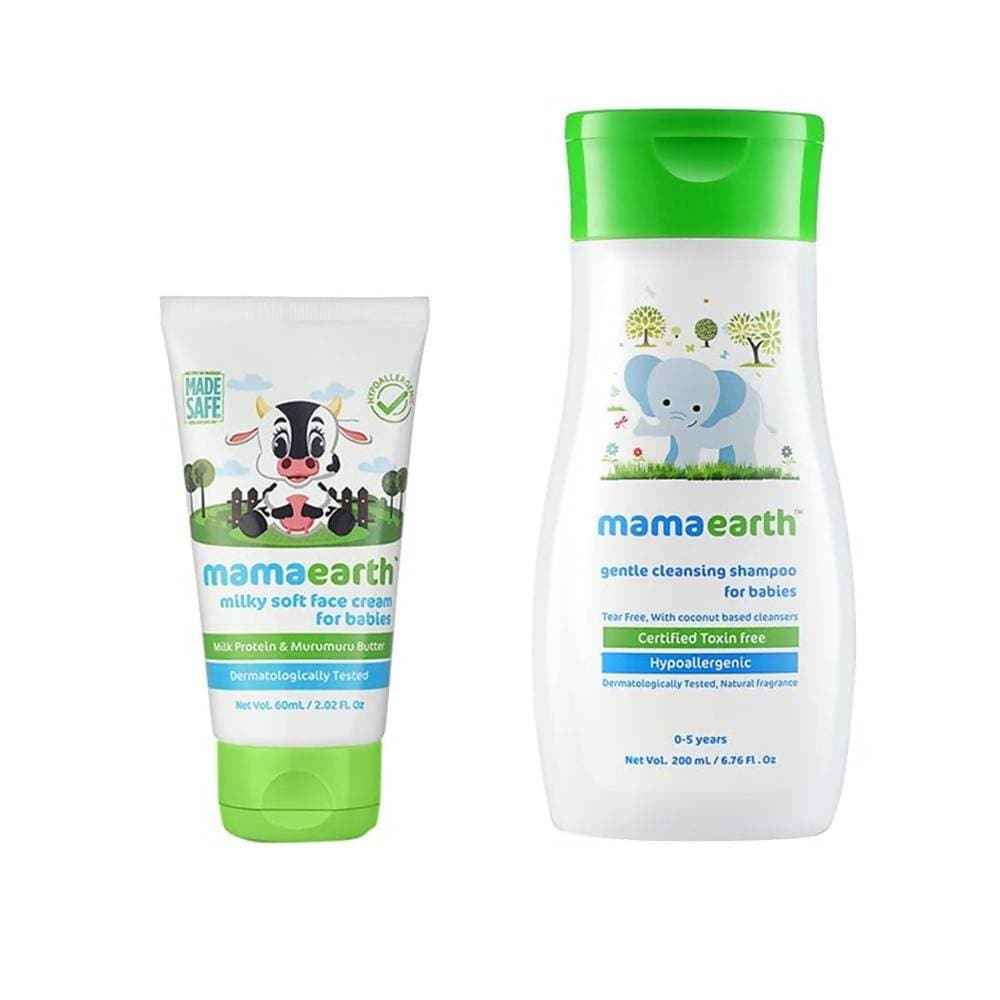 Mamaearth Milky Soft Face Cream And Gentle Cleansing Shampoo For Babies (60ml+200ml)