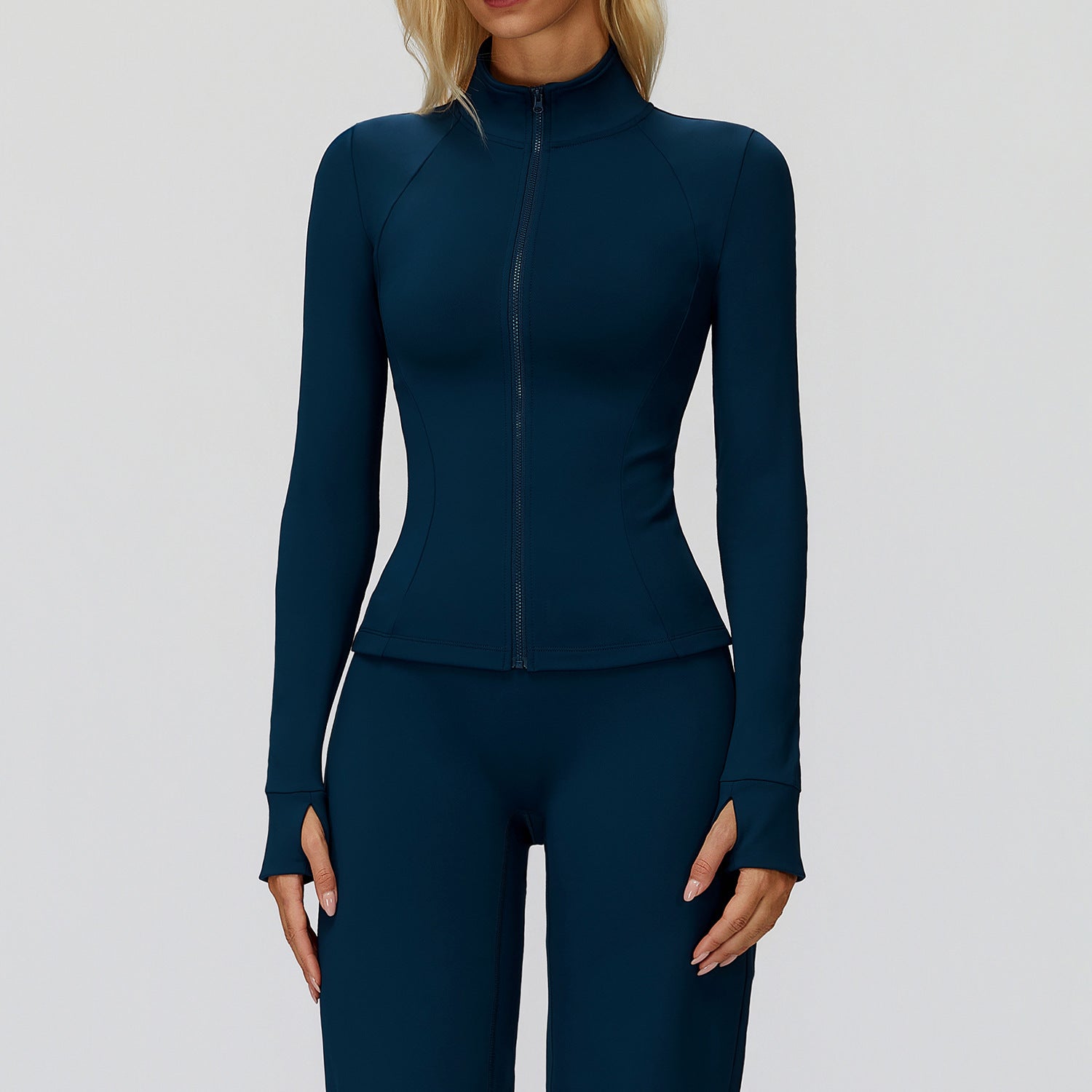 Autumn Winter Stand Collar Coat Zipper Windproof All Matching Warm Top Fitness Running Velvet Sport Coat by Ragazza