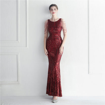 Craft Beaded Positioning Floral Sequin Star Wedding Prom Maxi Dress by Ragazza