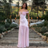 Elegant Tube Top Ladies Dress Sexy Mesh Stitching Backless Pleated Slim Fit Maxi Dress  DestGlow