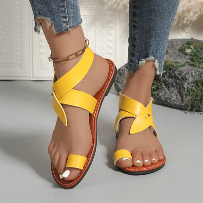 Toe Covering Belt Buckle Flat Sandals Women Arrival Multi Color European Size Beach Sandals  DestGlow