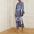 Women Blue White Porcelain Printed off Neck Loose Dress by Ragazza