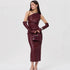 Crossbody Leather Dress Women Clothing Tight Wrapped Chest Pleated Sexy Sheath Split Dress by Ragazza