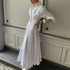 Design Pleated Single Breasted Shirt Dress Autumn Polo Collar Long Sleeve High Waist White Long Dress by Ragazza