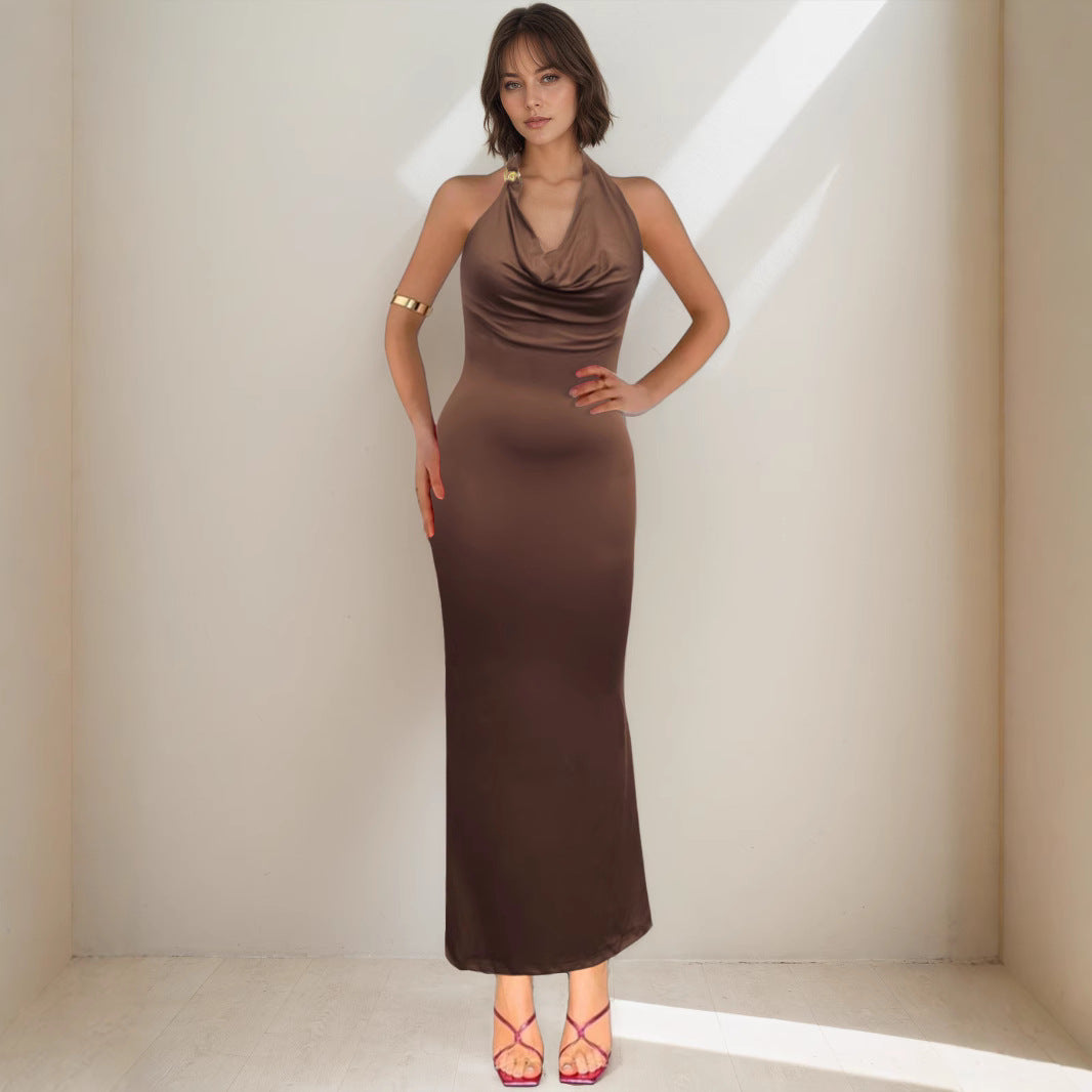 V neck Elegant Halter Dress Women Summer High Grade Sexy Sheath Dress by Ragazza