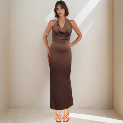 V neck Elegant Halter Dress Women Summer High Grade Sexy Sheath Dress by Ragazza