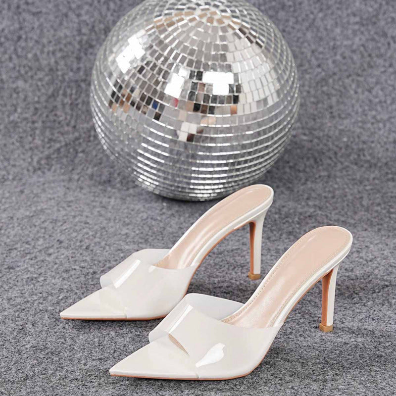Toe Open Toe Stilettos With A Single Strap Women Outerwear Affordable Luxury Sexy Rhinestone High Heel Shoes Mule Shoes  DestGlow