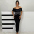 Elegant Slim Fit off Neck Splicing Beads Diamond Embedded Bandage One Piece Dress Party Gathering Dress Group by Ragazza