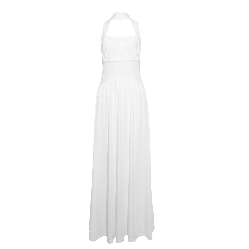 Halter Mesh Stitching Sexy Fashionable All Match High Waist Large Dress Maxi Dress by Ragazza