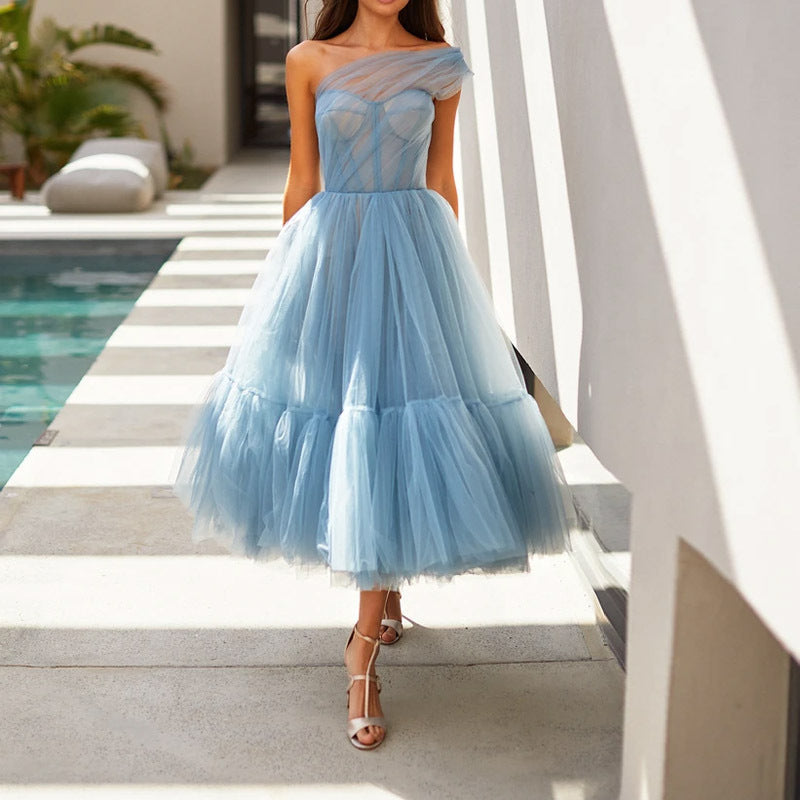 Autumn Winter Women Princess Dress Sleeveless Dress Banquet Dress Host by Ragazza